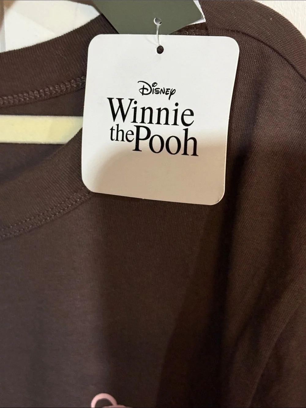 Disney Winnie the Pooh Brown Tee with Pink Graphics